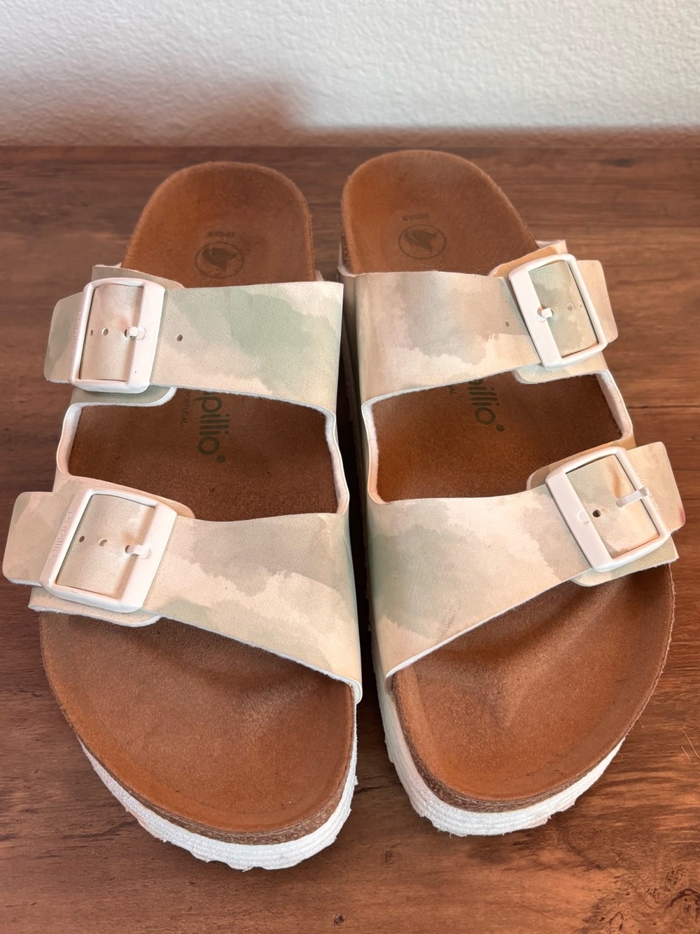Neutral Camo Double Buckle Slide Sandals - Picture 2 of 8